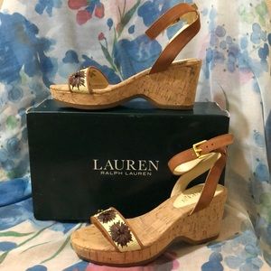 Odelia Tan Matte Faux Straw Wedge